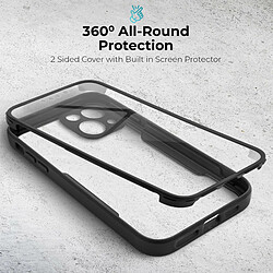 Moozy Coque 360 pour iPhone 13 - Coque transparente à bord noir, protection intégrale double face, coque avec protecteur d'écran intégré