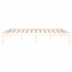 Maison Chic Lit adulte - Lit simple Cadre de lit,Structure du lit Contemporain Blanc Bois de pin massif 140x190 cm -MN40585 pas cher