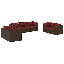 Maison Chic Salon de jardin 7 pcs + coussins - Mobilier/Meubles de jardin - Table et chaises d'extérieur Résine tressée Marron -MN68758