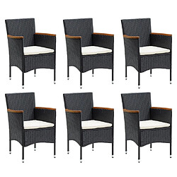 Avis Maison Chic Ensemble à manger d'extérieur 7 pcs avec coussins,Salon de jardin,Mobilier de jardin Résine tressée Noir -GKD984842