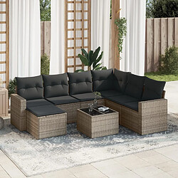 vidaXL Salon de jardin 8 pcs avec coussins gris résine tressée