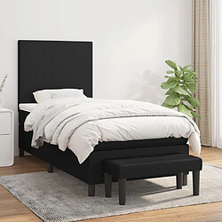 vidaXL Sommier à lattes de lit avec matelas Noir 100x200 cm Tissu