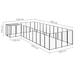 Helloshop26 Chenil extérieur cage enclos parc animaux chien 13,31 m² 110 cm acier noir 02_0000494 pas cher