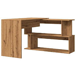 vidaXL Bureau d'angle chêne artisanal 200,5x50x76 cm bois d'ingénierie