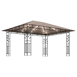 Avis vidaXL Tonnelle avec moustiquaire et lumières LED 4x3x2,73 m Taupe