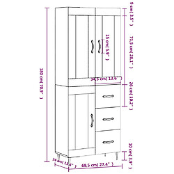 vidaXL Buffet haut Chêne marron 69,5x34x180 cm Bois d'ingénierie pas cher