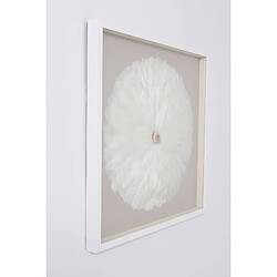 Pegane Tableau vitrine,avec plume et pierre de cristal avec cadre en bois coloris blanc - Longueur 80 x Profondeur 5 x Hauteur 80 cm pas cher