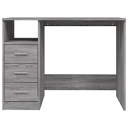 Helloshop26 Bureau table poste de travail meuble d'ordinateur informatique étude avec tiroirs sonoma 102 x 50 x 76 cm bois d'ingénierie gris 02_0023474