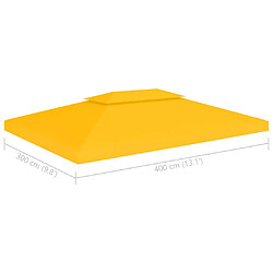 vidaXL Toile de toit de belvédère 2 niveaux 310 g/m² 4x3 m Jaune pas cher