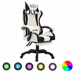 Maison Chic Chaise de jeu vidéo avec LED, Chaise gaming, Fauteuil gamer d'ordinateur,Chaise de Bureau RVB Noir et blanc Similicuir -GKD31365