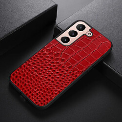 Coque en TPU + cuir véritable texture croco rouge pour votre Samsung Galaxy S22 5G