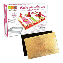 Scrapcooking Cadre à pâtisserie extensible rectangle + 5 supports à gâteau