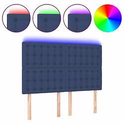 Maison Chic Tête de lit scandinave à LED,meuble de chambre Bleu 144x5x118/128 cm Tissu -MN20527