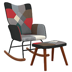 vidaXL Chaise à bascule avec tabouret Patchwork Tissu