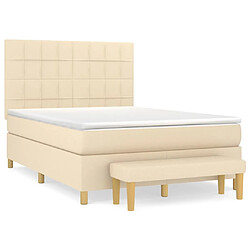 vidaXL Sommier à lattes de lit avec matelas Crème 140x190 cm Tissu