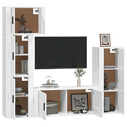 Avis Maison Chic Ensemble de meubles TV 5 pcs pour salon - Blanc brillant Bois d'ingénierie -MN87464