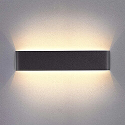 Stoex 14W LED Applique Murale Interieur 40cm Lampe Murale Blanc Chaud , Design Simple Noir Brossé pour Chambre Salon Salle de Bain