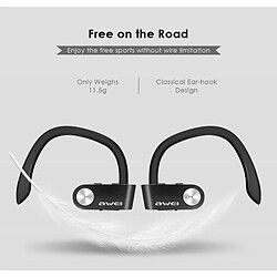 Acheter Awei T2 Tws Sports Crochet D'Oreille Bluetooth Casque Sans Fil Étanche Mini Casque Stéréo Séparé Noir