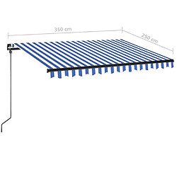 vidaXL Auvent manuel rétractable avec LED 350x250 cm Bleu et blanc pas cher