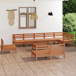 Maison Chic Salon de jardin 10 pcs - Table et chaises d'extérieur - Mobilier/Meubles de jardin Moderne Bois de pin massif Marron miel -MN88892