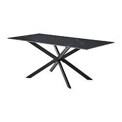 Avis Vente-Unique Table à manger 6 personnes en MDF, céramique et métal - Effet marbre noir - SILARI