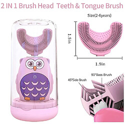 Acheter Universal Brosse à dents électrique pour enfants, minuterie intelligente, tête de brosse à ultrasons 2 en 1U et brosse à langue (rose)