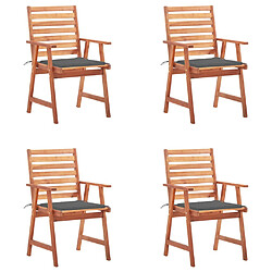 vidaXL Chaises à manger d'extérieur lot de 4 et coussins Acacia massif 