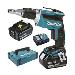 Visseuse plaque de plâtre sans fil Makita DFS452RTJ 18 V 2 batteries 5 Ah chargeur coffret