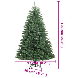 vidaXL Sapin de Noël artificiel à charnières avec support vert 150 cm pas cher