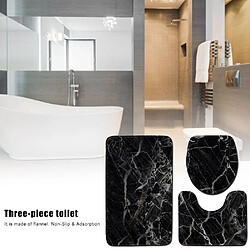 Universal Toilette 3 pièces Set de tapis de salle de bains en marbre noir Set de tapis de salle de bains antidérapant Set de tapis de siège de toilette | Serviettes de bain(Le noir) pas cher