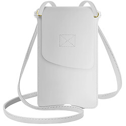 Avizar Pochette Bandoulière Smartphone avec Rangement carte Simili cuir blanc