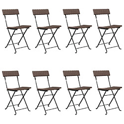 vidaXL Chaises de bistrot pliantes lot de 8 Résine tressée et acier