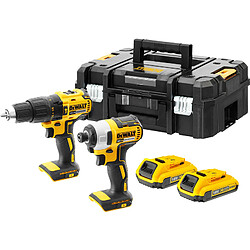 DeWalt Perceuse visseuse à percussion sans fil XR 18V et visseuse à choc XR 18V DCK2060D2T-QW