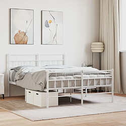 Maison Chic Lit adulte - Lit simple Cadre de lit métal avec tête de lit/pied de lit,Structure du lit Contemporain pour chambre blanc 120x190cm -MN72982 