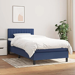 Maison Chic Structures de lit + matelas,Lit à sommier tapissier avec matelas Bleu 90x200 cm Tissu -MN63612