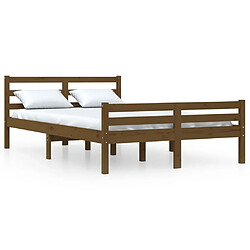 vidaXL Cadre de lit sans matelas marron miel bois massif 120x190 cm