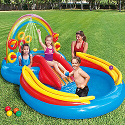 INTEX Piscine gonflable Rainbow Ring Play Center 297x193x135cm 57453NP pas cher