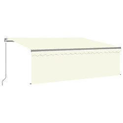 Maison Chic Auvent manuel rétractable avec store | store extérieurs de porte | Marquise Brise-soleil et LED 4,5x3 m Crème -GKD41621