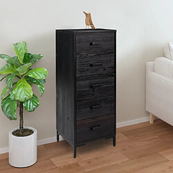 vidaXL Commode Noir 42x35x110 cm Bois de pin massif