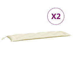 Maison Chic Coussins Confort,Coussins de banc de jardin 2 pcs blanc crème tissu Oxford -GKD34869