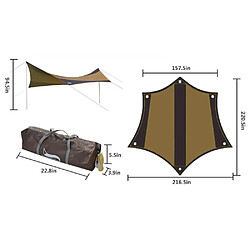 Universal Tente de camping extérieure recouverte d'une couronne, tente de camping Pergola, auvent anti-pluie, écran de stationnement(brun)