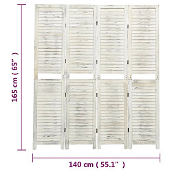 vidaXL Cloison de séparation 4 panneaux Blanc antique 140x165 cm Bois pas cher