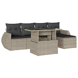 vidaXL Salon de jardin 6 pcs avec coussins gris clair résine tressée