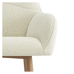 Acheter Moloo LEA-Tabouret de bar en tissu bouclé Ecru et métal décor bois (x2)