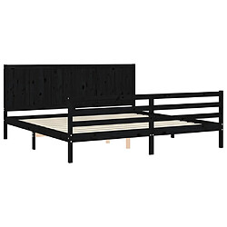 Maison Chic Lit adulte - Cadre Structure de lit avec tête de lit Contemporain noir 200x200 cm bois massif -MN95096 pas cher