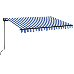 vidaXL Auvent manuel rétractable avec LED 350x250 cm Bleu et blanc