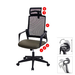 Decoshop26 Fauteuil de bureau ergonomique pivotante avec accoudoirs et dossier en tissu mesh olive vert 04_0001883 pas cher