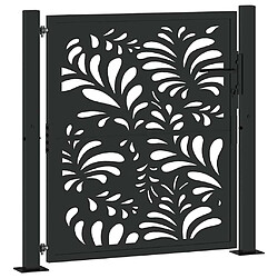 vidaXL Portail de jardin noir 105x105 cm acier conception de vagues