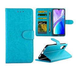 Wewoo Housse Coque Pour OPPO Realme XT / X2 Crazy Horse Texture de protection en cuir à rabat horizontal avec support et fentes cartes et portefeuille et cadre photo bleu bébé