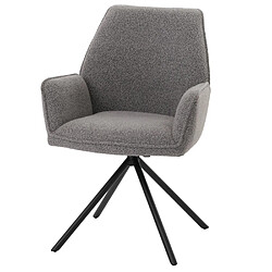 Avis Mendler Chaise de salle à manger HWC-G67, chaise de cuisine Accoudoir, pivotant Auto-Position, tissu/textile Bouclé Öko-Tex MVG ~ gris clair